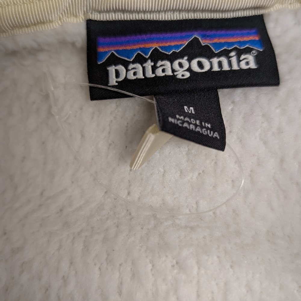 Patagonia Women Re-tool Snap T Fleece Pullover Medium White Raw Linen Fuzzy Sz M - Picture 8 of 10
